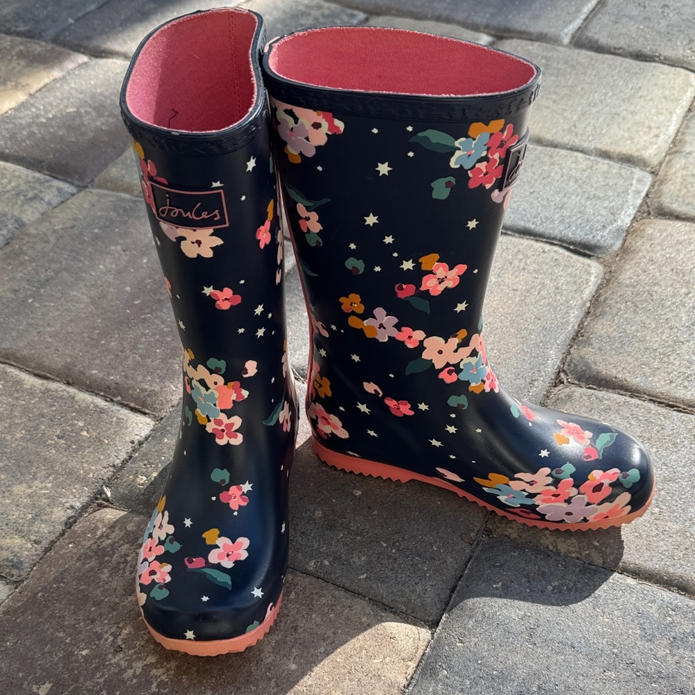 Joules Girls Rubber Rain Boots Wellies 2 British London